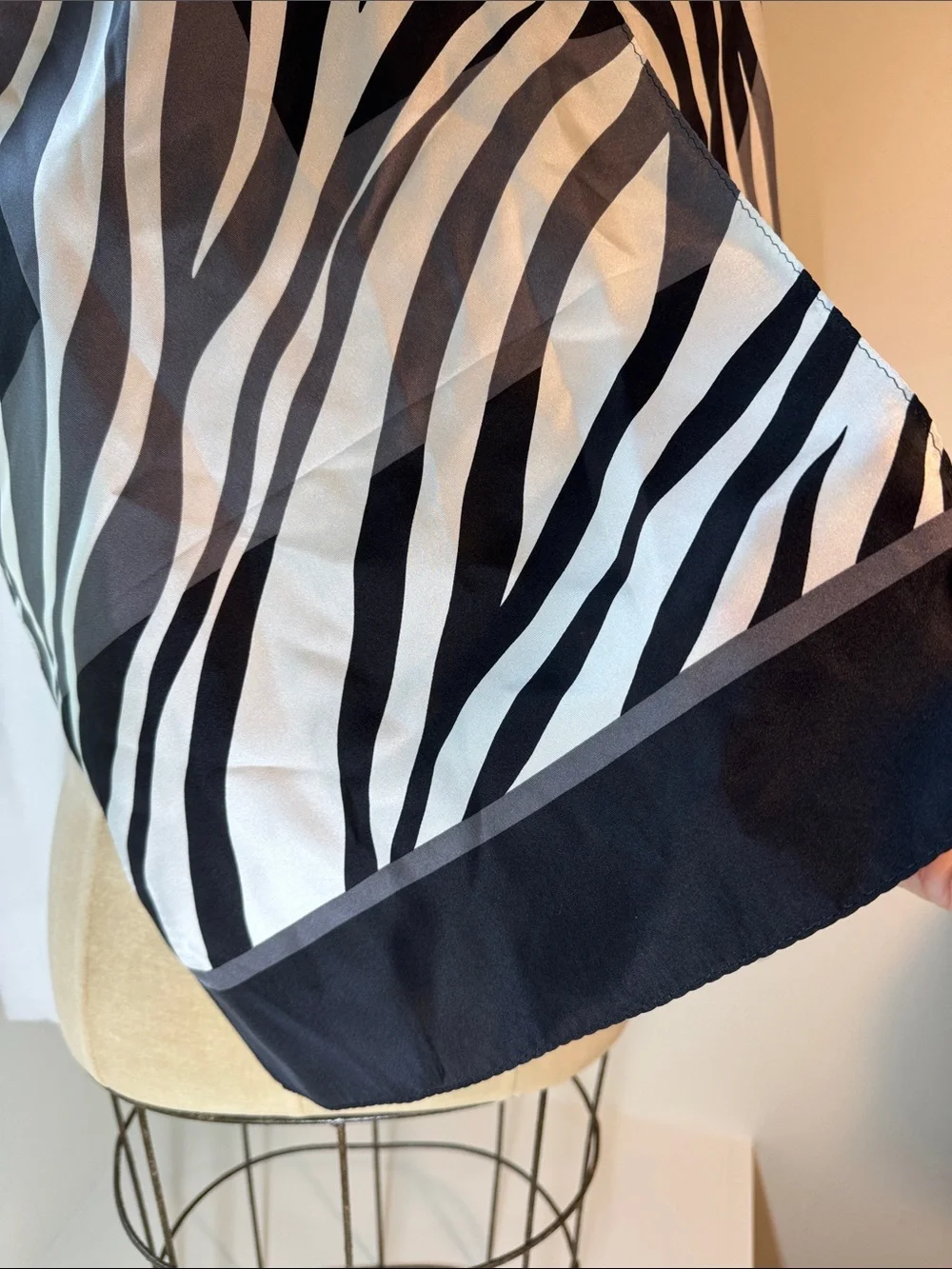 Unbranded silky black and white zebra print scarf.
